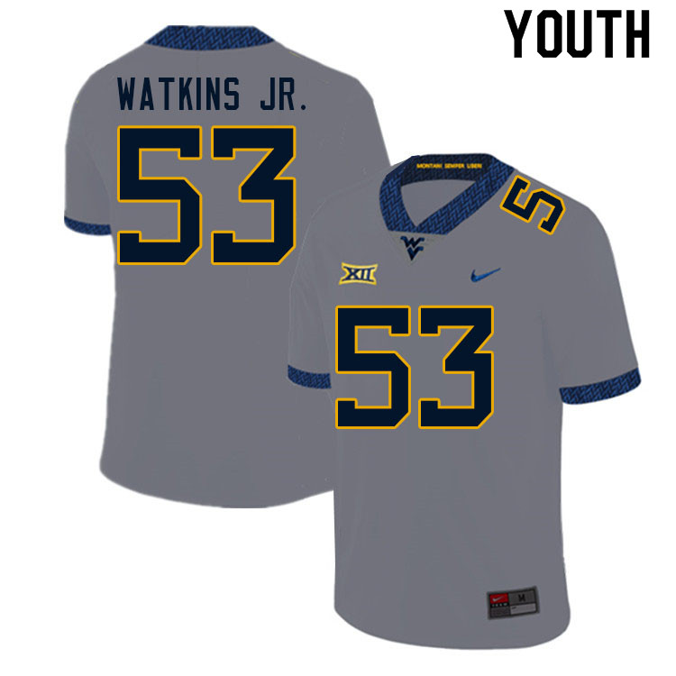 NCAA Youth Eddie Watkins Jr. West Virginia Mountaineers Gray #53 Nike Stitched Football College Authentic Jersey ZQ23I10NY